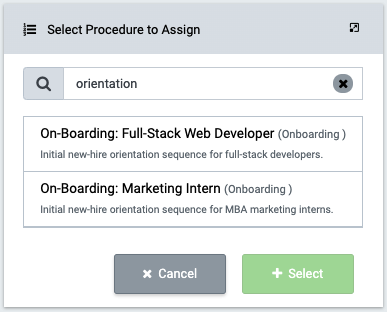 Searching for a Procedure to assign across the Organization