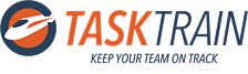 TaskTrain logo, wordmark and tagline